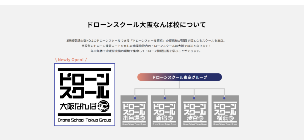 ドローンスクール大阪なんば校についての画像